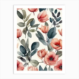 Watercolor Floral Pattern 5 Art Print