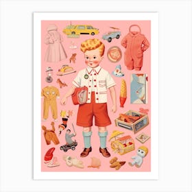 Vintage Paper Doll Boy Kitsch 12 Art Print