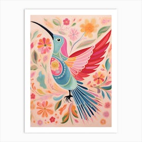 Pink Scandi Hummingbird 3 Art Print