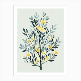 Yew Tree Flat Illustration 1 Art Print