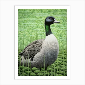 Ohara Koson Inspired Bird Painting Canada Goose 1 Art Print