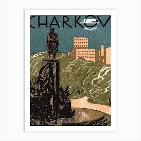 Kharkiv, Ukraine, Vintage Tourist Poster Art Print