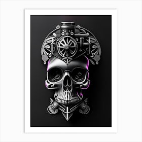 Skull With Geometric 2 Designs Pink Stream Punk Art Print