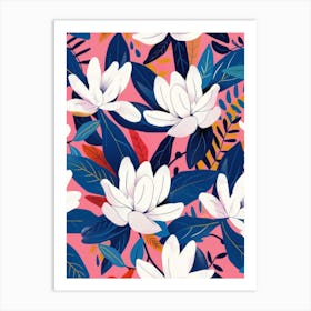 Magnolia Flower Pattern 1 Art Print