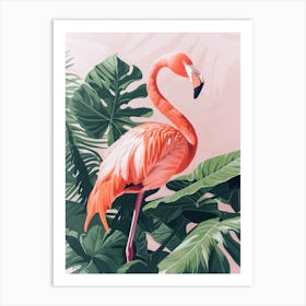 Chilean Flamingo Philodendrons Minimalist Illustration 4 Art Print