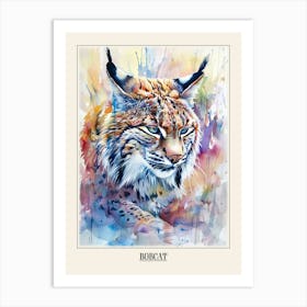 Bobcat Colourful Watercolour 4 Poster Art Print