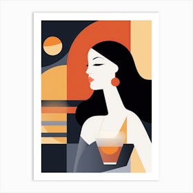 Woman With A Drink Art Print