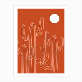 Orange Cactus Desert Art Print