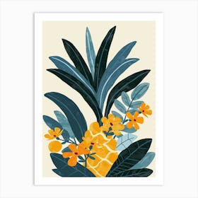 Pineapple Tree Illustration Flat 4 Art Print