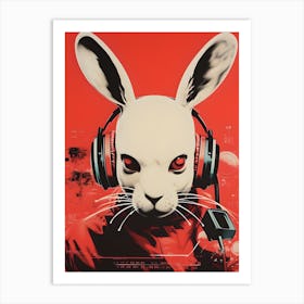 DJ Rabbit Retro Style Rave Poster Art Print