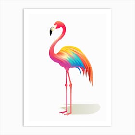 Colourful Geometric Bird Flamingo 2 Art Print