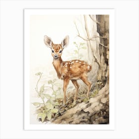 Storybook Animal Watercolour Deer 1 Art Print