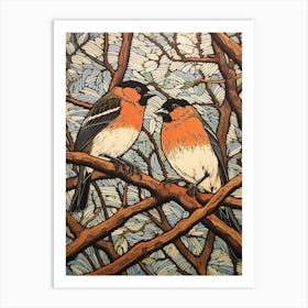 Art Nouveau Birds Poster Cedar Waxwing 3 Art Print