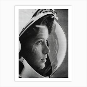 Woman Astronaut, Vintage Black and White Old Photo Art Print