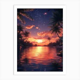 Sunset In The Jungle Art Print