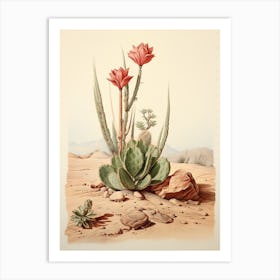 Vintage Cactus Illustration Carnegiea Gigantea 2 Art Print