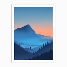 Misty Mountains Vertical Composition In Blue Tone 162 Art Print
