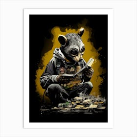 A Single Possum Reading A Book Wearing A Gas Mask 2 Art Print