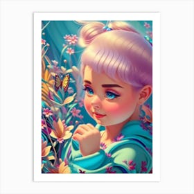 Fantasy Baby With Butterfly Art Print