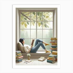 Girl Reading A Book 2 Art Print