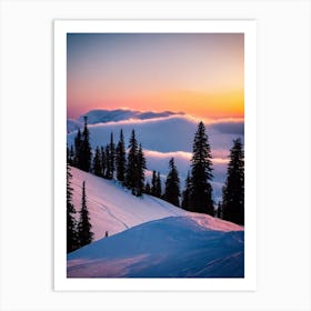 Valmorel, France Sunrise Skiing Poster Art Print