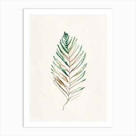 Cedar Leaf Minimalist Watercolour 1 Art Print