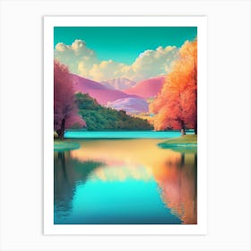 Autumn Trees In A Lake Art Print