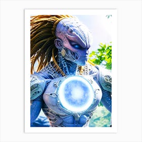 A Predator Alien Visit Earth - Fantasy Color Drawing Art Print