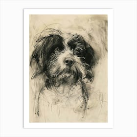 Polish Lowland Sheepdog Charcoal Line 3 Art Print