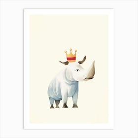 Little Rhinoceros 3 Wearing A Crown Art Print