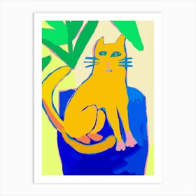 Cat Sitting In A Pot Art Print