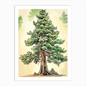 Cedar Tree Storybook Illustration 1 Art Print
