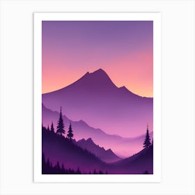 Misty Mountains Vertical Composition In Purple Tone 31 Art Print