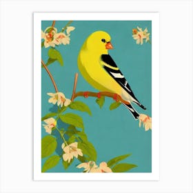 American Goldfinch Midcentury Illustration Bird Art Print