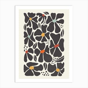 Modern Black Flowers Art Print