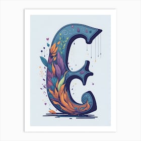 Colorful Letter E Illustration 36 Art Print