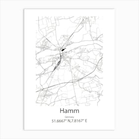 Hamm,Germany Minimalist Map Art Print