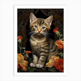 Floral Cat In Botanical Garden 1 Art Print
