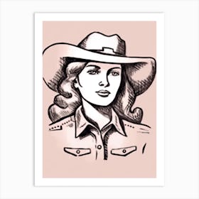 Cowgirl Portrait Pink 3 Art Print