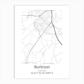 Burleson,United States Minimalist Map 1 Art Print