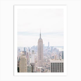 New York City Skyline View Black And White Art Print