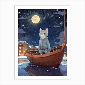 Cat In A Boat 1 Art Print