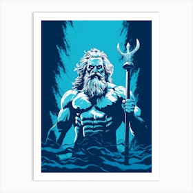 Pop Art Poseidon Blue Art Print