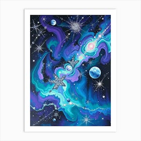 Flux Schnell Bold Acrylic Painting Galaxy Wall Art With Swirli 2 Póster