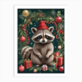 Christmas Raccoon 1 Art Print