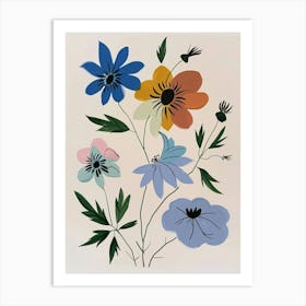 Painted Florals Nigella 2 Art Print