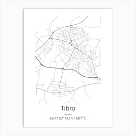 Tibro,Sweden Minimalist Map Art Print