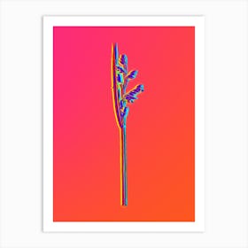 Neon Powdery Alligator Flag Botanical in Hot Pink and Electric Blue Art Print