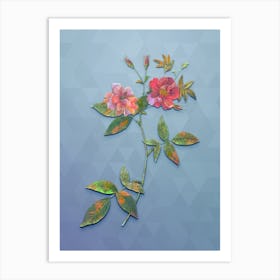 Vintage Hudson Rosehip Botanical Art on Summer Song Blue Art Print