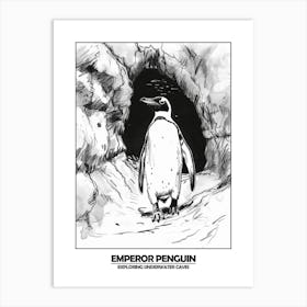 Penguin Exploring Underwater Caves Poster 1 Art Print
